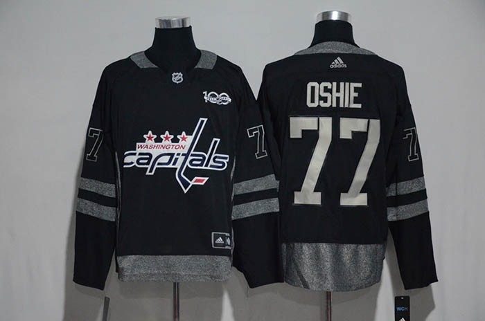 NHL Washington Capitals #77 T.J. Oshie Black 100th Centennal Classic Premier Jersey