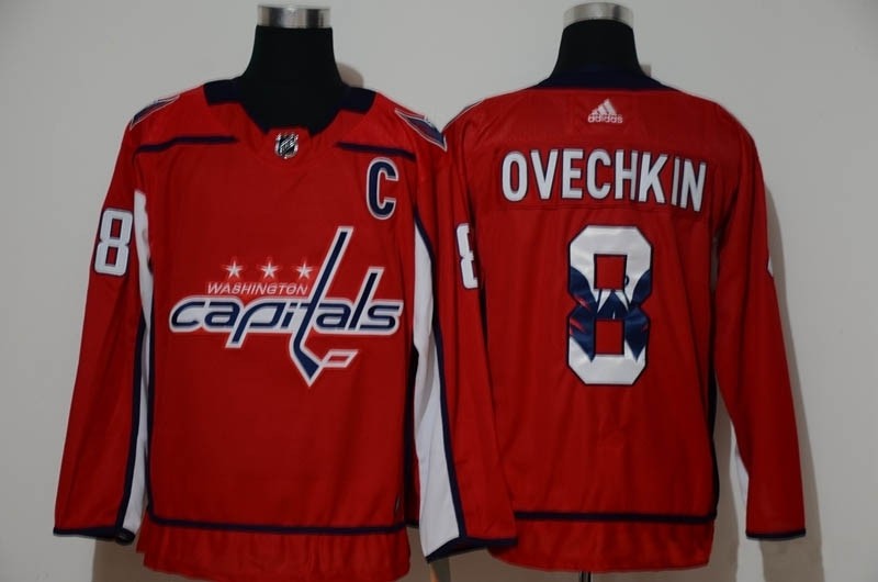 NHL Washington Capitals #8 Alex Ovechkin Red Team Logo Adidas Jersey