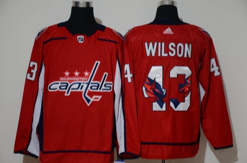 NHL Washington Capitals #43 Tom Wilson Red Team Logo Adidas Jersey