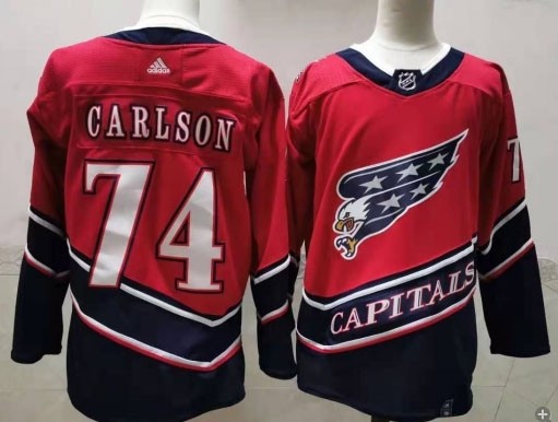 Men's Washington Capitals #74 John Carlson Red 2021 Reverse Retro Jersey