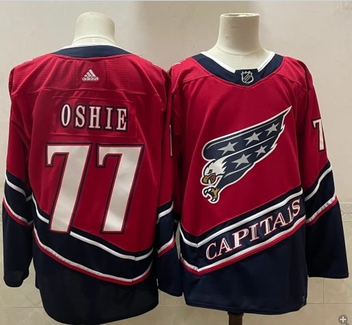 Men's Washington Capitals #77 T.J. Oshie Red 2021 Reverse Retro Jersey