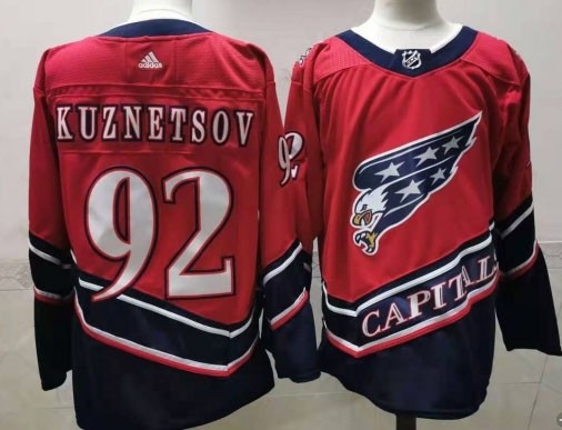 Men's Washington Capitals #92 Evgeny Kuznetsov Red 2021 Reverse Retro Jersey