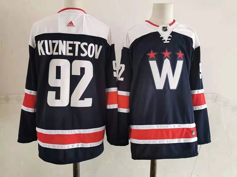 Men's Washington Capitals #92  Evgeny Kuznetsov Navy New Third Adidas Jersey