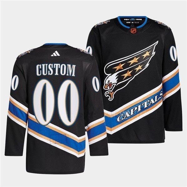 Men's Washington Capitals Custom Black 2022-23 Reverse Retro Stitched Jersey(Name and number remark in comment column)