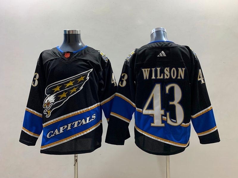 Men's Washington Capitals #43 Tom Wilson Black 2022-23 Reverse Retro Stitched Jersey