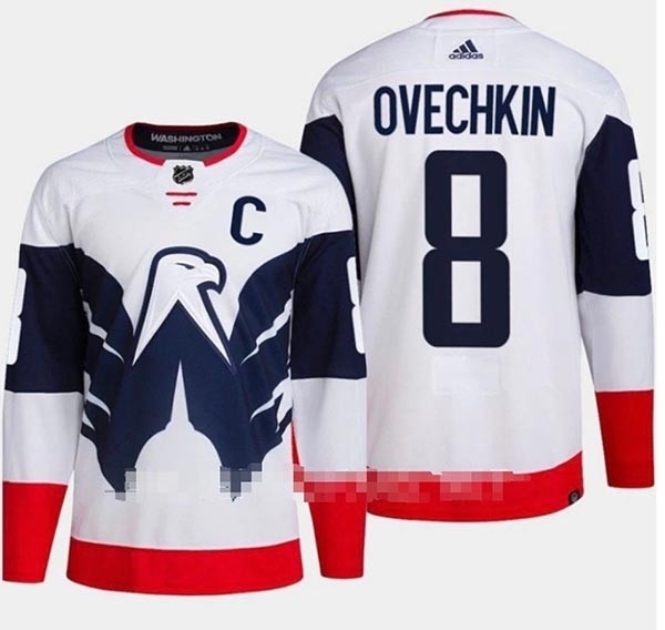 Men's Washington Capitals #8 Alexander Ovechkin White Navy 2023 NHL Stadium Series adidas Jersey