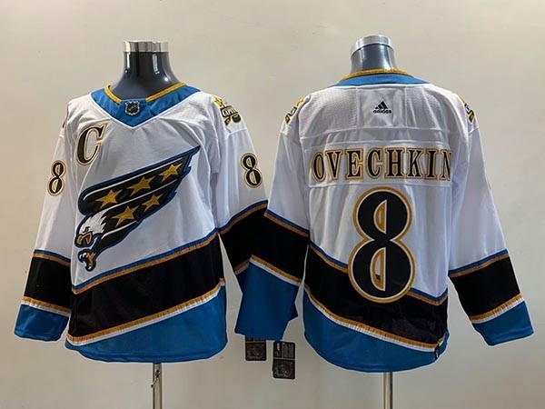 Men's Washington Capitals #8 Alexander Ovechkin White 2022-23 Reverse Retro Stitched Jersey