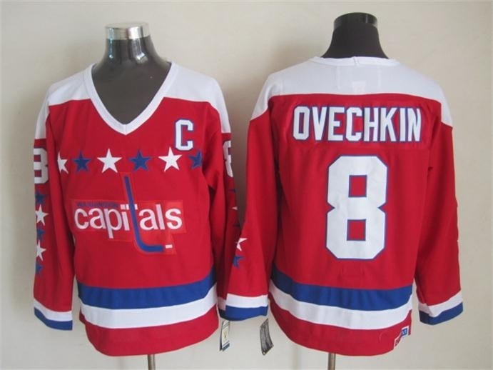 Men's Washington Capitals #8 Alex Ovechkin Red Throwback CCM Jersey