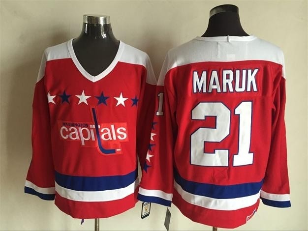 Men's Washington Capitals #21 Dennis Maruk Red Throwback CCM Jersey