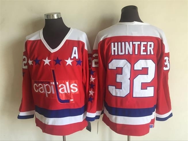 Men's Washington Capitals #32 Dale Hunter Red Throwback CCM Jersey