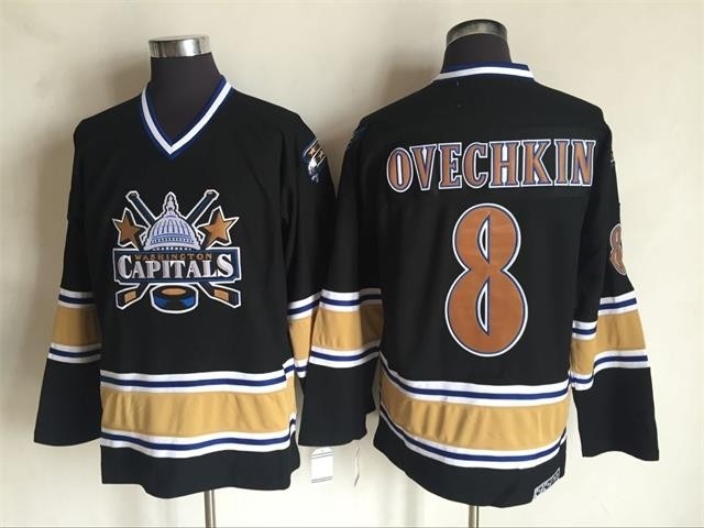 Men's Washington Capitals #8 Alex Ovechkin 2000-01 Black CCM Throwback Jersey