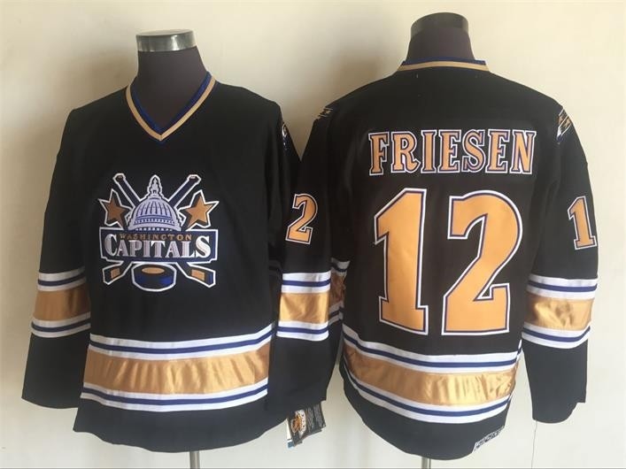 Men's Washington Capitals #12 Jeff Friesen 2000-01 Black CCM Throwback Jersey