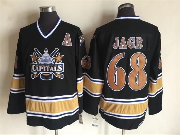 Men's Washington Capitals #68 Jaromir Jagr 2000-01 Black CCM Throwback Jersey