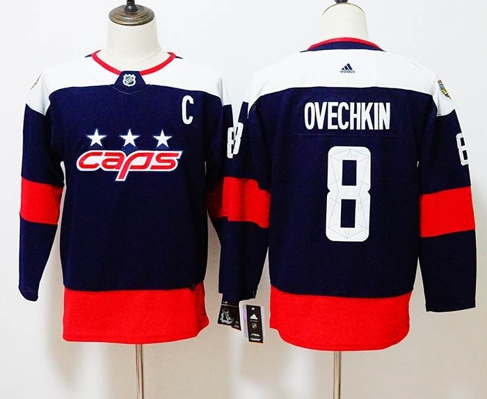 Youth Washington Capitals #8 Alex Ovechkin Navy 2018 Stadium Series Premier Jersey