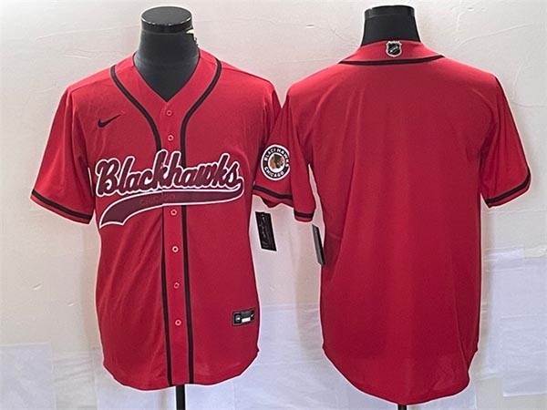 Men's Chicago Blackhawks Blank Red Cool Base Stitched Baseball Jersey