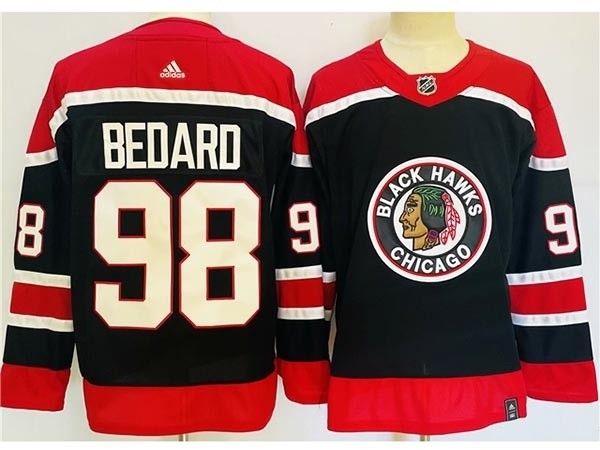 NHL Chicago Blackhawks #98 Connor Bedard Black 2020-21 Reverse Retro Adidas Jersey