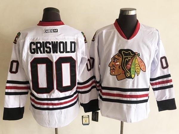 Men's Chicago Blackhawks #00 Clark Griswold Christmas Vacation CCM Vintage White Jersey