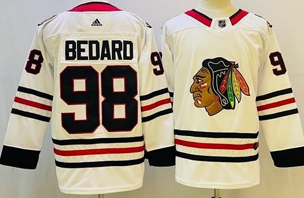 Youth Chicago Blackhawks #98 Connor Bedard white Black Stitched Jersey