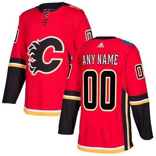 Men's Adidas Flames Personalized Authentic Red Home NHL Jersey(Name and number remark in comment column)