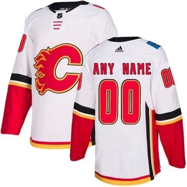 Men's Adidas Flames Personalized Authentic White Road NHL Jersey(Name and number remark in comment column)