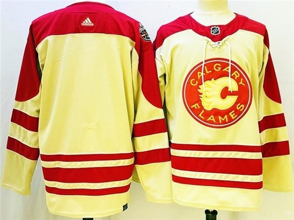 Men's Calgary Flames Blank 2023 Cream Heritage Classic Primegreen Stitched Jersey