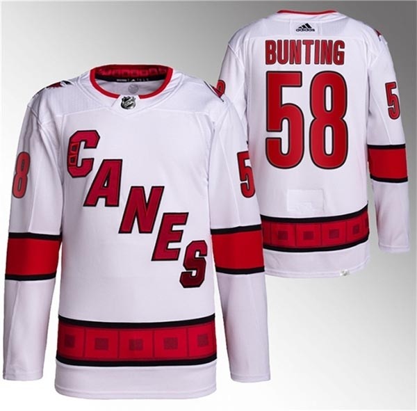 Men's Carolina Hurricanes #58 Michael Bunting White Reverse Retro Stitched Jersey