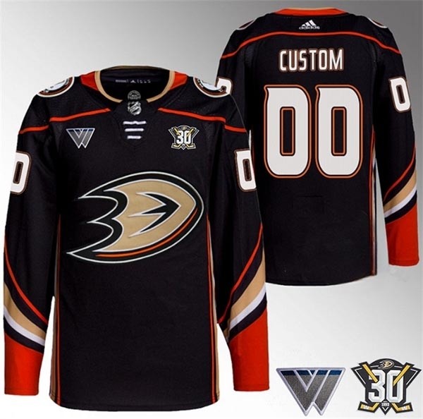 Men's Anaheim Ducks Custom Black 30th Anniversary Stitched Jersey(Name and number remark in comment column)