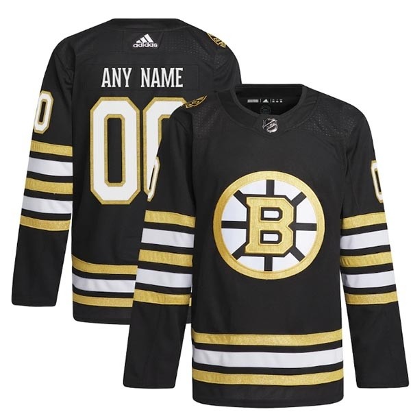 Men's Boston Bruins Custom Black 100th Anniversary Stitched Jersey(Name and number remark in comment column)