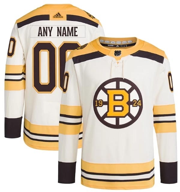 Men's Boston Bruins Custom Cream 100th Anniversary Stitched Jersey(Name and number remark in comment column)