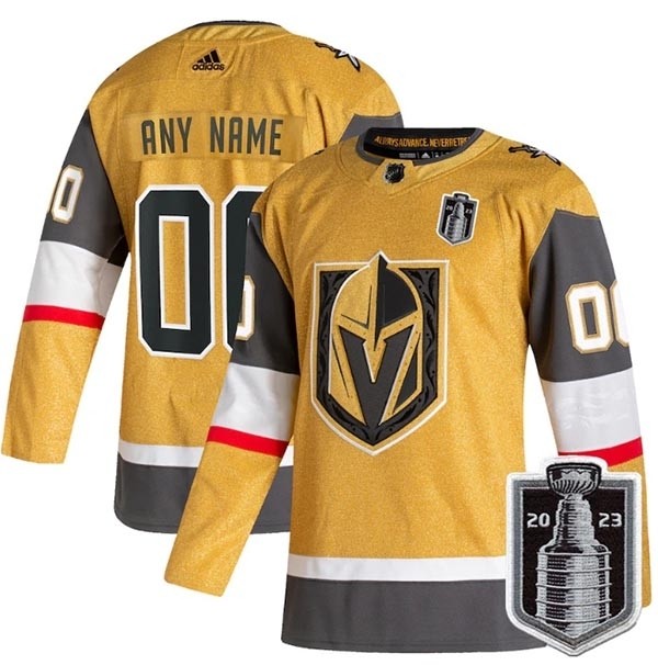 Men's Vegas Golden Knights Customized Gold 2023 Stanley Cup Final Stitched Jersey(Name and number remark in comment column)