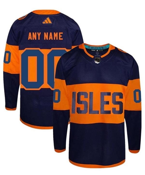 Men's New York Islanders Custom Navy 2024 Stadium Series Stitched Jersey(Name and number remark in comment column)