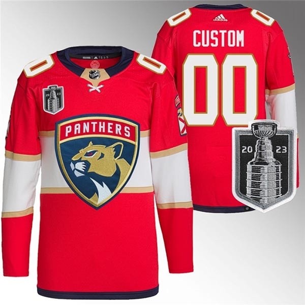 Men's Florida Panthers Custom Red 2023 Stanley Cup Final Stitched Jersey(Name and number remark in comment column)