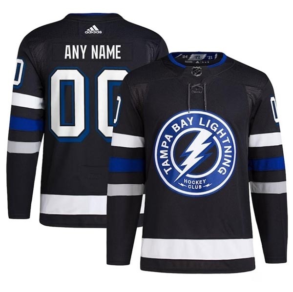 Men's Tampa Bay Lightning Custom Black Alternate Premier Breakaway Stitched Jersey(Name and number remark in comment column)