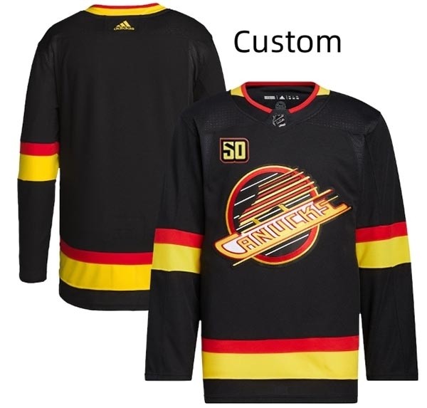 Men's Vancouver Canucks Custom 50th Anniversary Black Stitched Jersey(Name and number remark in comment column)