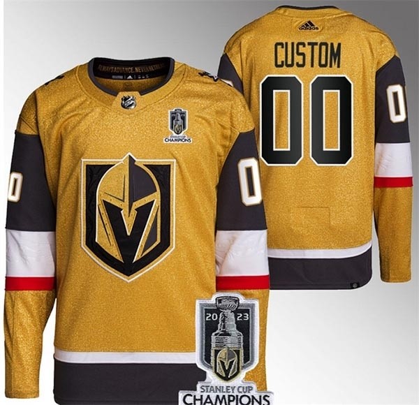 Men's Vegas Golden Knights Active Player Custom Gold 2023 Stanley Cup Champions Stitched Jersey(Name and number remark in comment column)