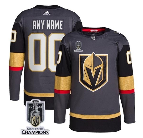 Men's Vegas Golden Knights Active Player Custom Grey 2023 Stanley Cup Champions Stitched Jersey(Name and number remark in comment column)