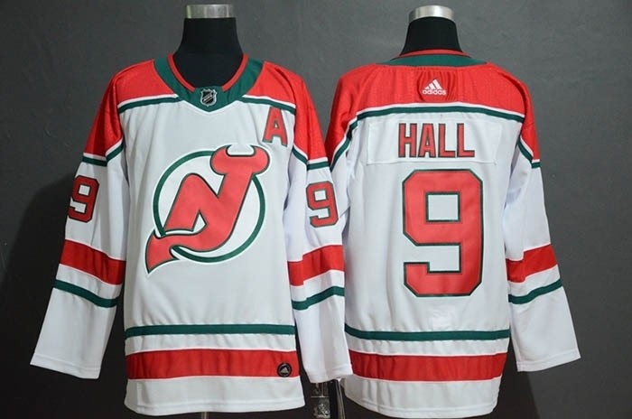 NHL New Jersey Devils #9 Taylor Hall White With Green Adidas Jersey