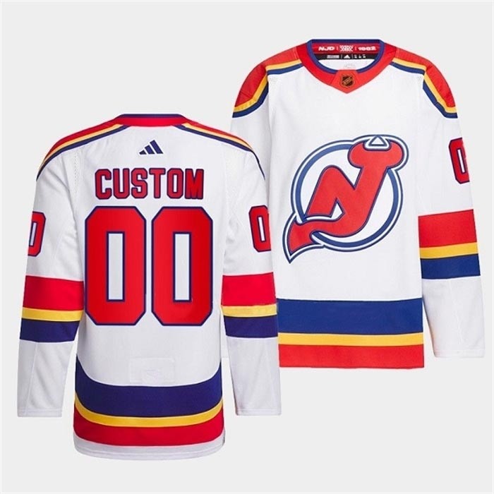 Men's New Jersey Devils Custom White 2022-23 Reverse Retro Stitched Jersey(Name and number remark in comment column)