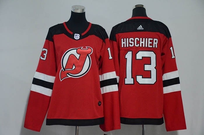 Women New Jersey Devils #13 Nico Hischier Red Adidas Jersey