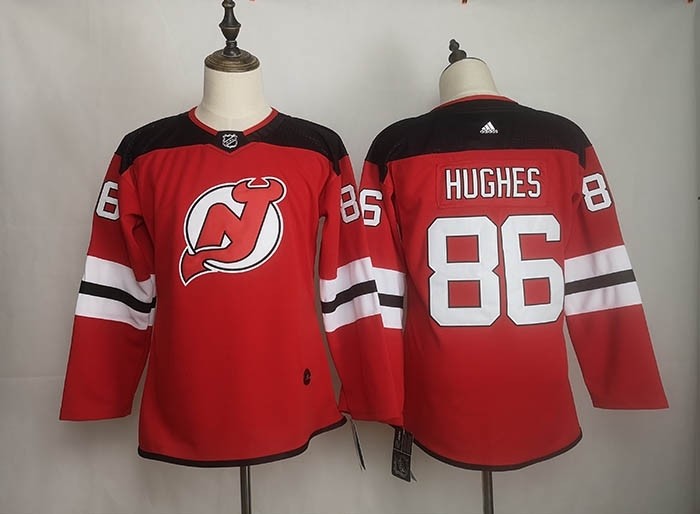 Women New Jersey Devils #86 Jack Hughes Red Adidas Jersey