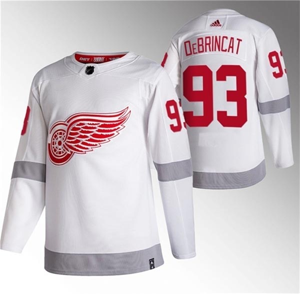 Men's Detroit Red Wings #93 Alex DeBrincat White 2020-21 Reverse Retro Stitched Jersey