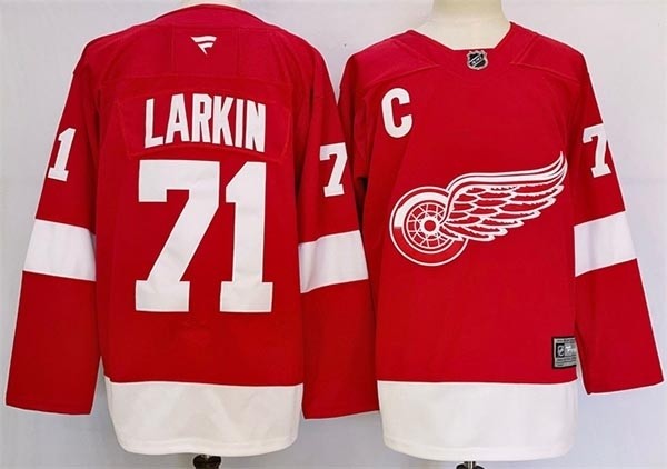 Men's Detroit Red Wings #71 Dylan Larkin Red 2024-25 Stitched Jersey