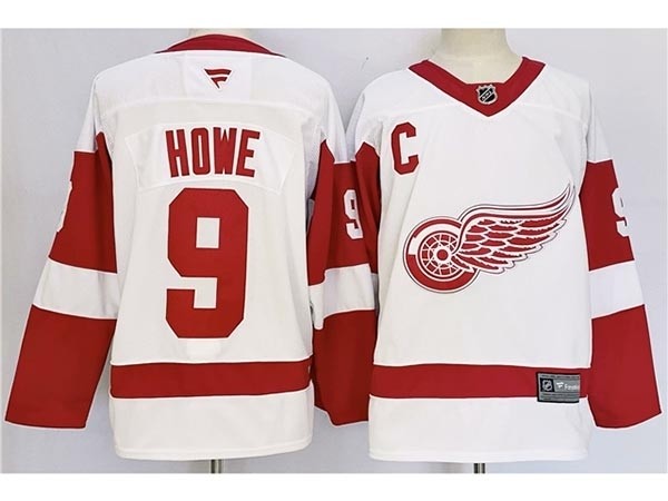 Men's Detroit Red Wings #9 Gordie Howe White 2024-25 Stitched Jersey