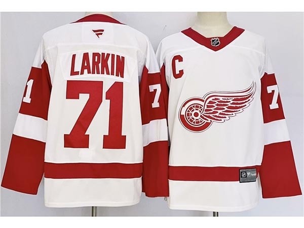 Men's Detroit Red Wings #71 Dylan Larkin White 2024-25 Stitched Jersey