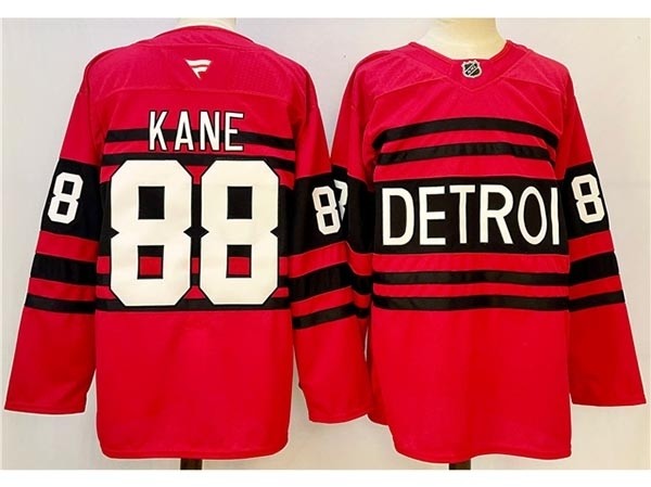 Men's Detroit Red Wings #88 Patrick Kane Red 2024-25 Reverse Retro Stitched Jersey