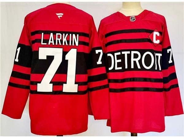 Men's Detroit Red Wings #71 Dylan Larkin Red Reverse Retro 2024-25 Jersey