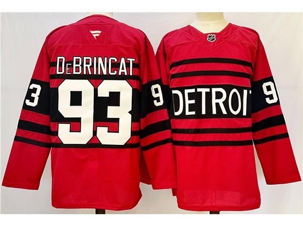 Men's Detroit Red Wings #93 Alex DeBrincat Red Reverse Retro 2024-25 Jersey