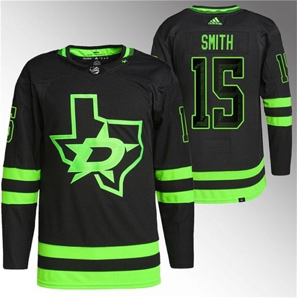 Men's Dallas Stars #15 Craig Smith Black Adidas 2020-21 Reverse Retro Alternate NHL Jersey