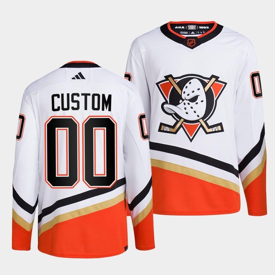 Men's Anaheim Ducks Custom White 2022-23 Reverse Retro Stitched Jersey(Name and number remark in comment column)