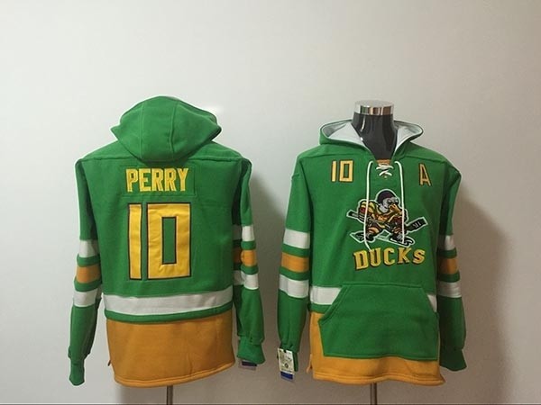 NHL Anaheim Ducks #10 Corey Perry Green All Stitched Hooded Sweatshirt